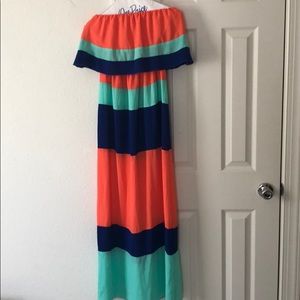 Girls multi color strapless dress